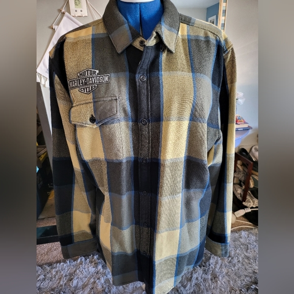 HARLEY DAVIDSON 100% Cotton Plaid Button-down sz L NWOT - Picture 2 of 8